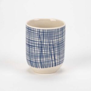 Porcelain Tea Cup - Blue Weave - Single